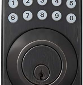 Veise Keyless Entry Door Lock, Electronic Keypad Deadbolt, Keyed Entry, Auto Lock, Anti-Peeking Password, Back Lit & Easy Installation Design, Oil Rubbed Bronze
