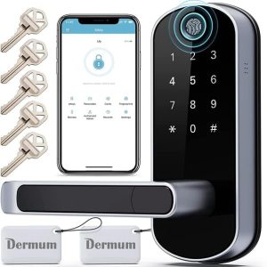 Dermum Smart Lock, Keyless Entry Door Lock, Smart Door Lock, Smart Lock for Front Door, Door Lock with Keypad, Fingerprint Door Lock, Biometric Door Lock, Digital Door Lock with Handle