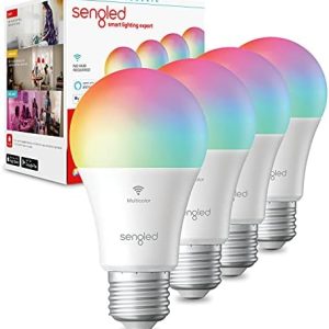 Sengled Smart Bulb, WiFi Light Bulbs, Color Changing Light Bulb, Smart Light Bulbs that Work with Alexa & Google Assistant, A19 RGB Alexa Light Bulb No Hub Required, 60W Equivalent 800LM CRI>90, 4Pack