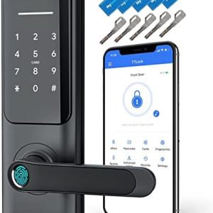 Smart Lock, Nyboer Smart Door Handle, Fingerprint Door Lock, Keyless Entry Door Lock with Handle, Digital Lock with Keypad, Electronic Passcode Smart Door Lock for Front Door,Keypad Door Handle